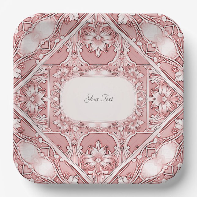 Pink Floral Paper Plate (Front)