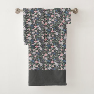 Pink Floral Pattern Bath Towel Set
