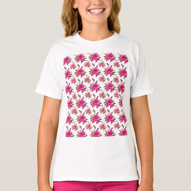 Pink Floral Pattern Design-29500 Plus Size T-Shirt (Front)