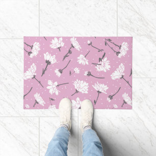 Pink Floral Pattern Design - Elegant Flower Art Doormat