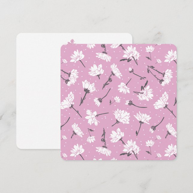 Pink Floral Pattern Design - Elegant Flower Art Holiday Card (Front/Back)