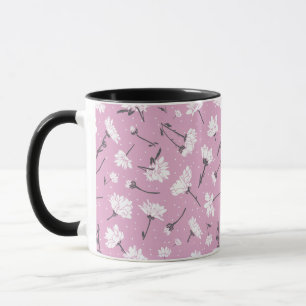 Pink Floral Pattern Design - Elegant Flower Art Mug