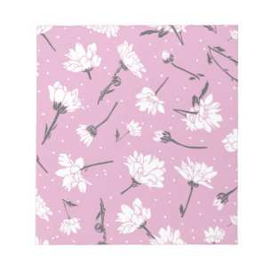 Pink Floral Pattern Design - Elegant Flower Art Notepad