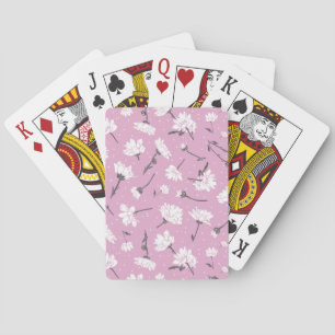 Pink Floral Pattern Design - Elegant Flower Art Playing Cards