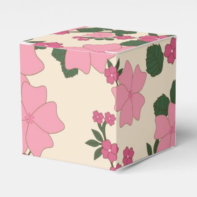 Pink Floral Pattern Favor Box (Front Side)