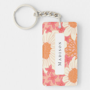 Pink Floral Pattern Keychain