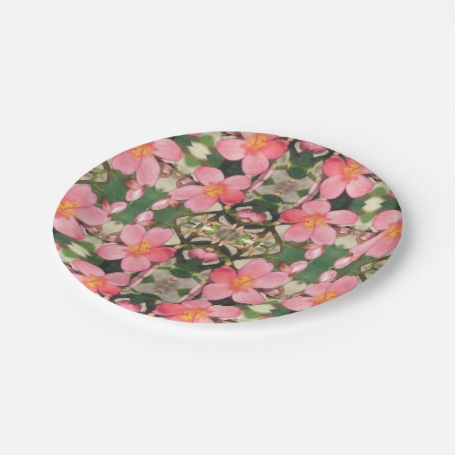 Pink Floral Pattern Paper Plate (Angled)