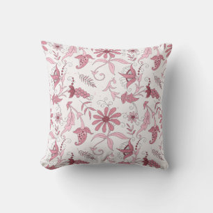 Pink Floral Pattern Throw Pillow