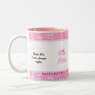 Pink Floral Pattern Wife Rules Cup Mug