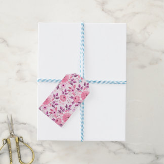Pink Floral Pattern with Elegant Blossoms Gift Tags