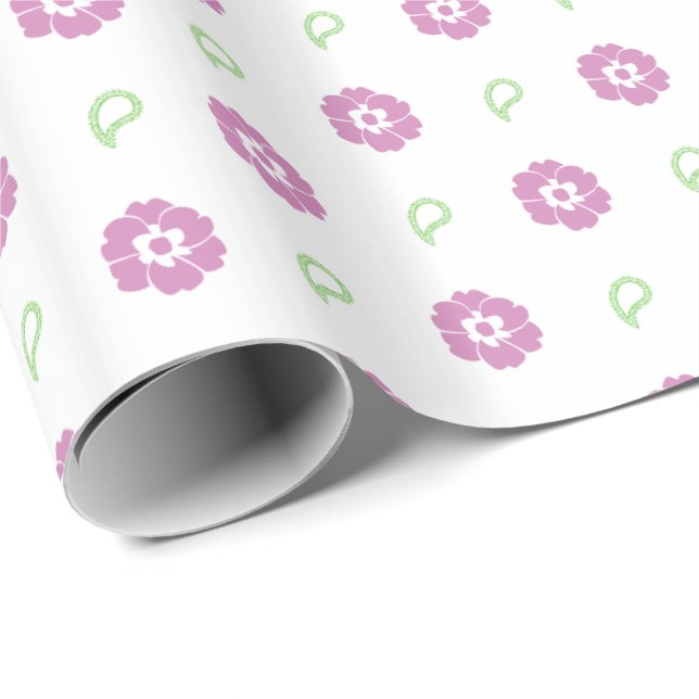 Pink Floral Pattern Wrapping Paper (Roll Corner)
