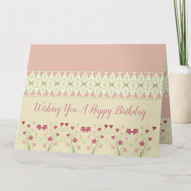 Pink Floral Patterned  Card (Front)