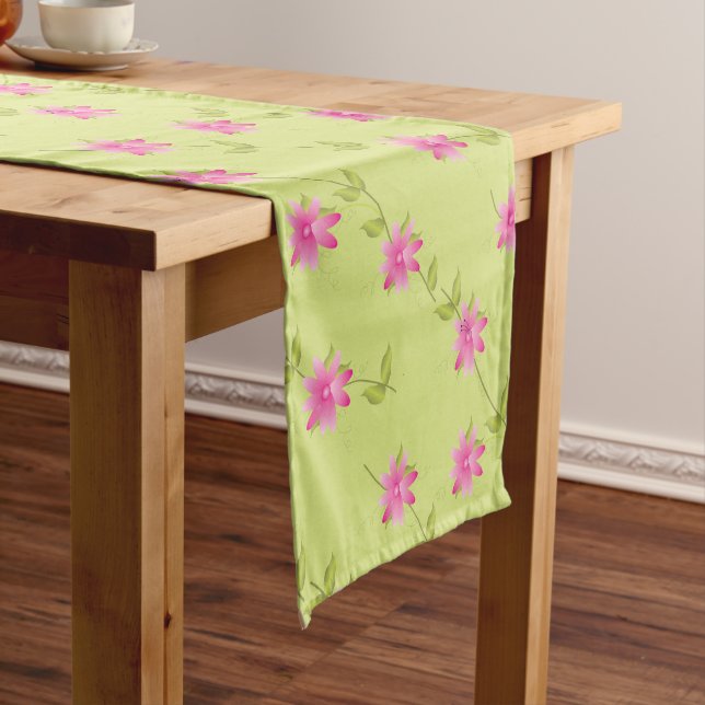 Pink Floral Patterned Design Short Table Runner (In Situ)