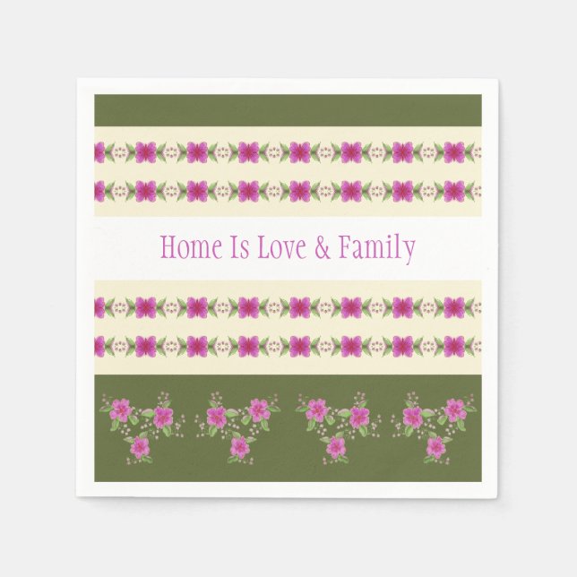 Pink Floral Patterned Napkin (Front)