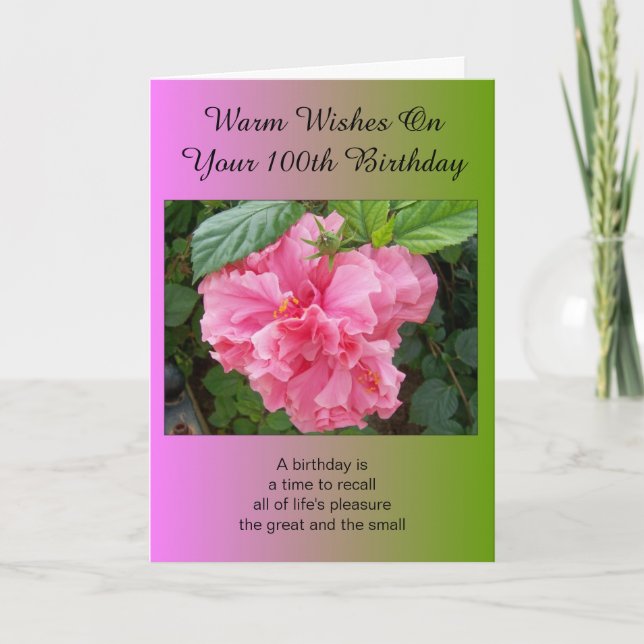 Pink Floral Personalised 100th Birthday Card (Front)