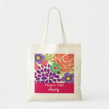 Pink Floral Personalized Bridal Wedding Tote Bag