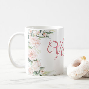 Pink Floral Personalized  Coffee Mug