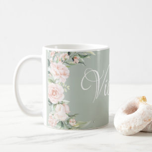 Pink Floral Personalized  Coffee Mug