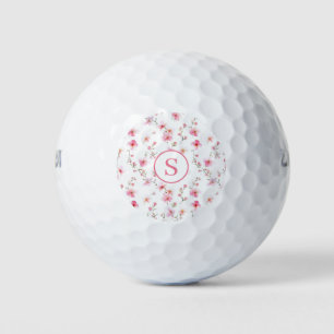 Pink Floral Personalized  Golf Balls