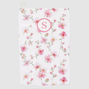 Pink Floral Personalized  Golf Towel