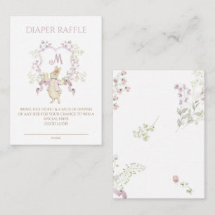 Pink Floral Peter the Rabbit Baby Shower Diaper Enclosure Card