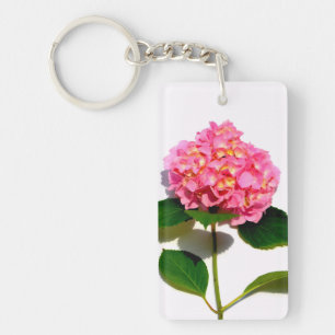 Pink floral photo pink hydrangea keychain
