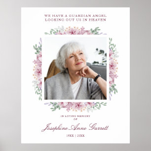 Pink Floral Photo Remembrance Wedding Dear Ones Poster