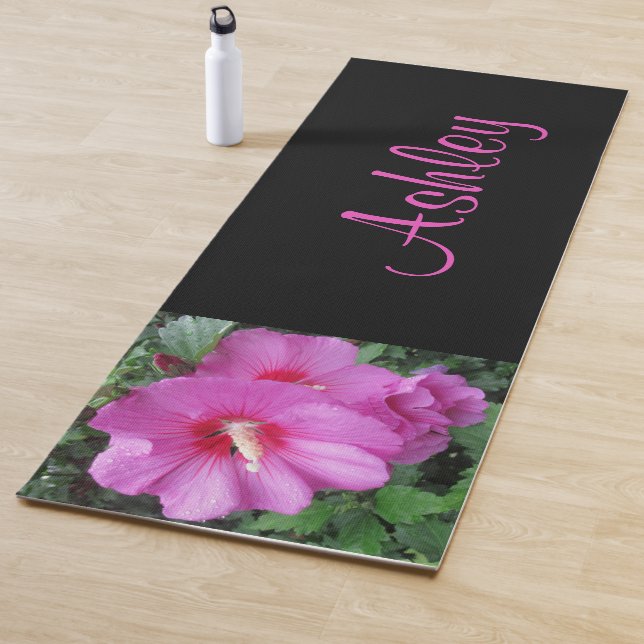 Pink Floral Photography Name   Yoga Mat (In Situ)