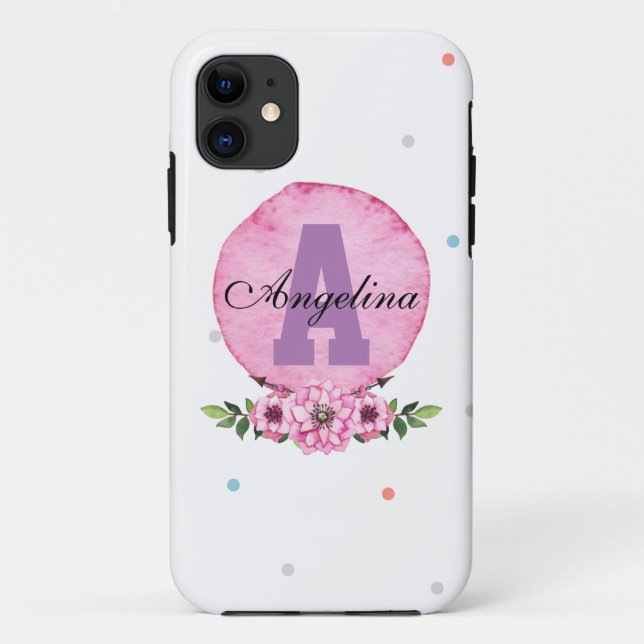 Pink Floral & Polka Design - Personalize Your Own Case-Mate iPhone Case (Back)
