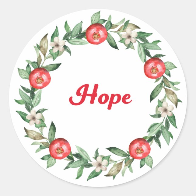 Pink Floral Pomegranate Spiritual Stickers - Hope (Front)