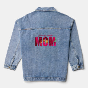 Pink Floral "Praying Mom" Christian Mother custom  Denim Jacket