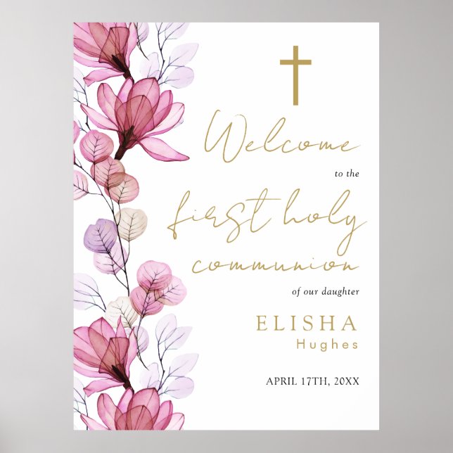 Pink Floral Première Affiche de bienvenue de la sa (Devant)