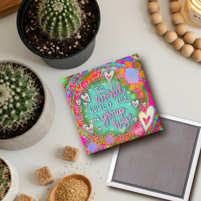 Pink Floral Pretty Group Hug Inspirivity Magnet (Creator Uploaded)