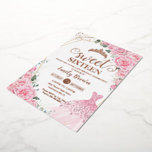 Pink Floral Princess Dress Sweet 16 Rose Gold