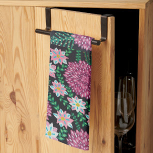 Pink Floral Print Kitchen Towel