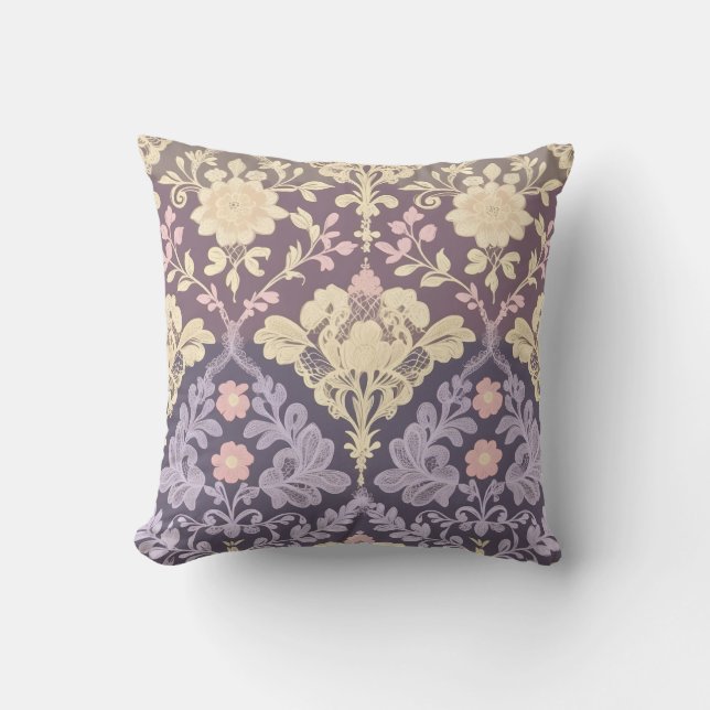 pink floral print throw pillow (Front)