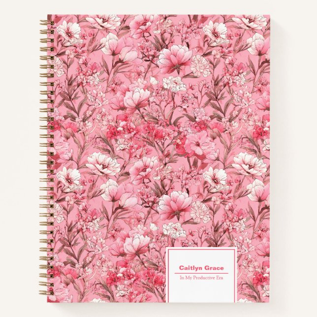 Pink Floral "Productive Era" Notebook (Front)