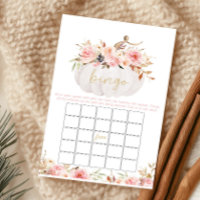 Pink Floral Pumpkin Baby Shower Bingo Game