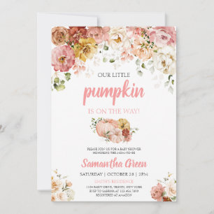 Pink Floral Pumpkin Baby Shower Invitation