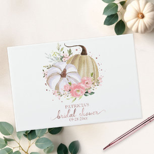 Pink Floral Pumpkin Fall Bridal Shower Guest Book