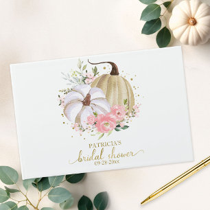 Pink Floral Pumpkin Fall Bridal Shower Guest Book