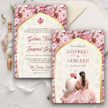 Pink Floral Punjabi Anand Karaj Sikh Wedding Invitation<br><div class="desc">Amaze your guests with this elegant Sikh wedding invite featuring a beautiful watercolor illustration of a Punjabi couple with modern typography. Simply add your event details on this easy-to-use template to make it a one-of-a-kind invitation.</div>