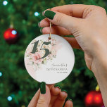 Pink Floral Quinceanera 15th Birthday Greenery Ceramic Ornament<br><div class="desc">Cute modern yet elegant Quinceañera Mis Quince Anos birthday ornament. Pink flowers and greenery. The template that can be easily edited and the text replaced with your own details by clicking the "Personalize" button. For further customization, please click the "Customize Further" link and use our design tool to modify this...</div>