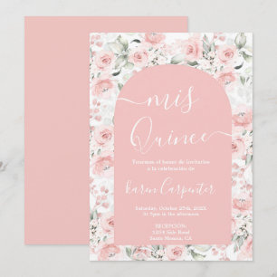 Pink Floral Quinceanera Invitation