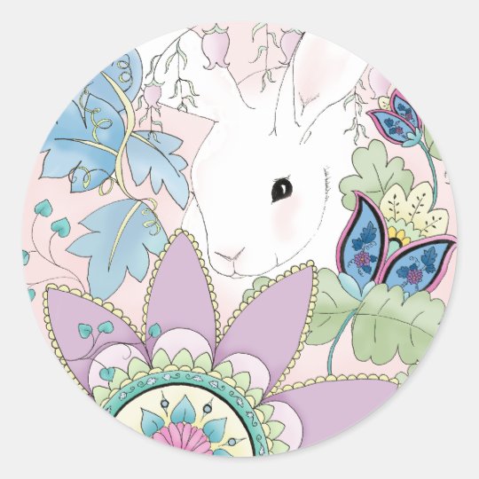 Pink Floral Rabbit sticker