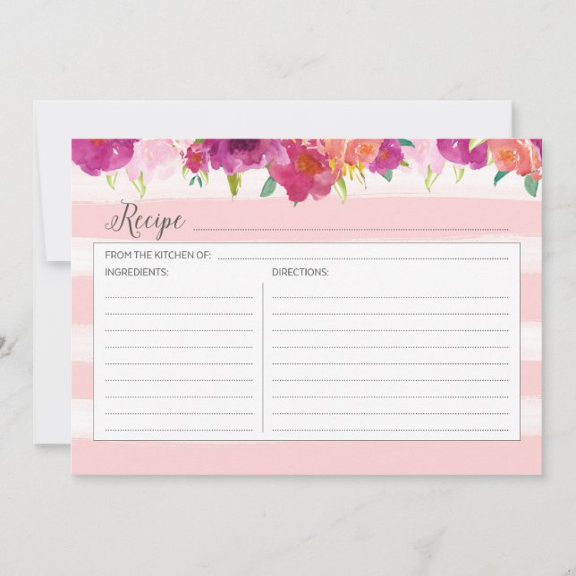 Pink Floral Recipe Card (Front)