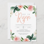 Pink Floral Religious He is Risen Easter Brunch Invitation<br><div class="desc">Pink Floral Religious He is Risen Easter Brunch Invitation</div>