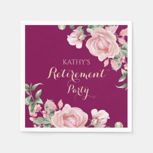 Pink Floral Retirement Party Napkin