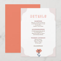 Pink Floral Retro Wedding Enclosure card