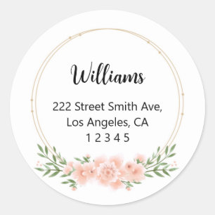 Pink Floral Return Address Labels